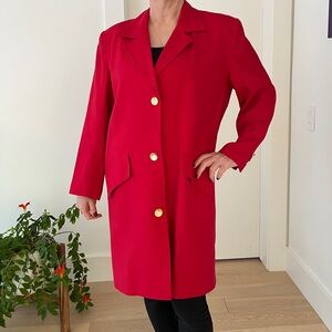 VINTAGE Ports International Long Lined Jacket Notch Lapels Gold Buttons 80's